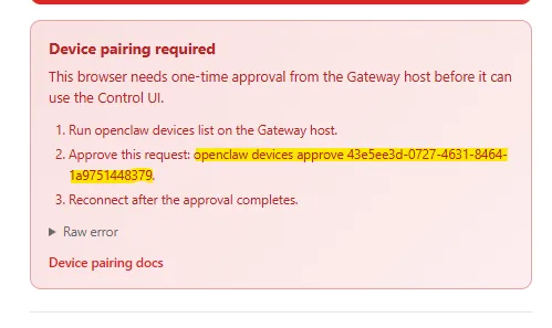 OpenClaw device pairing