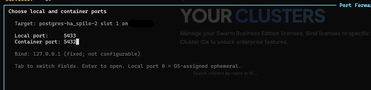 Port Forward wizard overlay