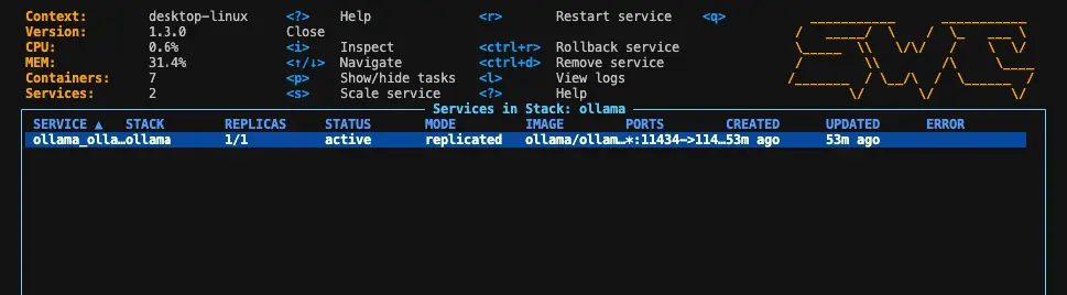 SwarmCLI Ollama Service Details