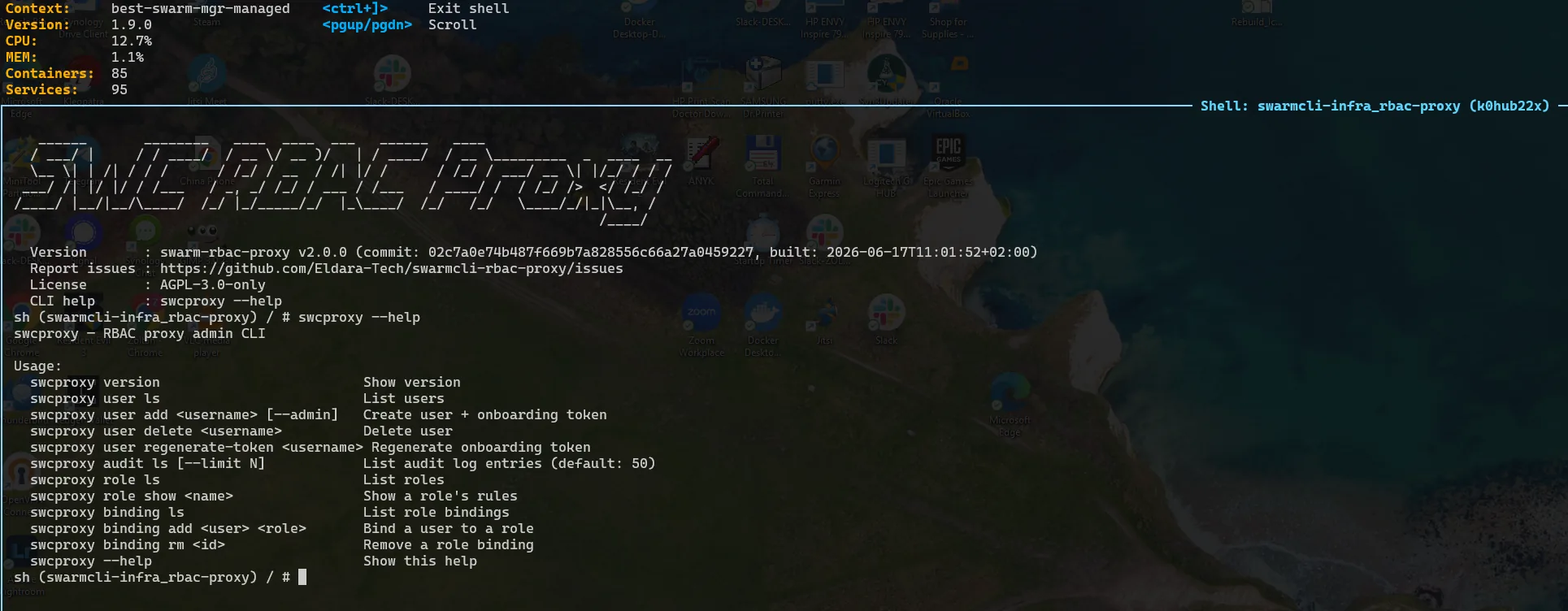 SwarmCLI RBAC Proxy Command Line Interface